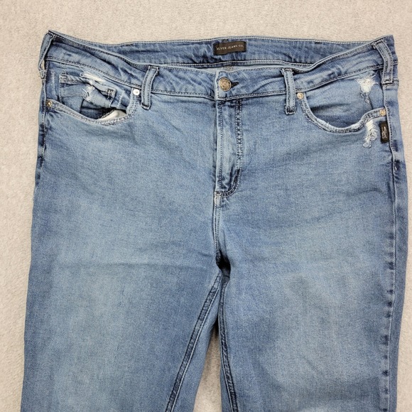 Silver Jeans Sukie Women's 18 Slim Boot Cut Denim Jeans Light Wash Distressed - Picture 2 of 12